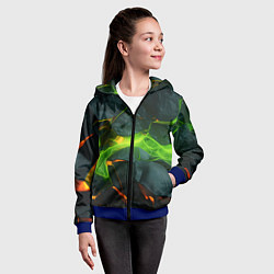Толстовка на молнии детская Неоновая яркая геометрическая абстракция со светом, цвет: 3D-синий — фото 2