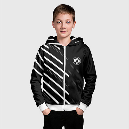 Детская толстовка на молнии Borussia sport fc / 3D-Белый – фото 3