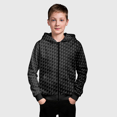 Детская толстовка на молнии Паттерн из черных треугольников / 3D-Черный – фото 3
