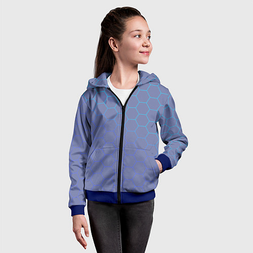 Детская толстовка на молнии Шестигранники индиго / 3D-Синий – фото 4