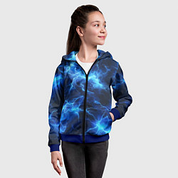 Толстовка на молнии детская Элементаль энергии текстура, цвет: 3D-синий — фото 2