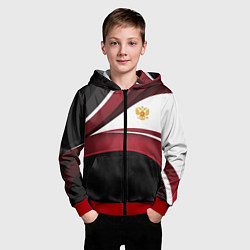 Толстовка на молнии детская Униформа Россия - бордовая, цвет: 3D-красный — фото 2