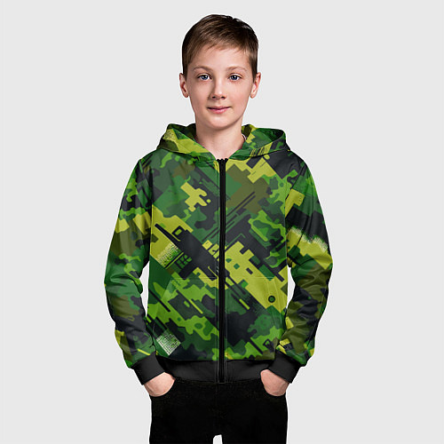 Детская толстовка на молнии Camouflage - pattern ai art / 3D-Черный – фото 3