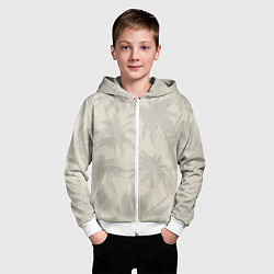 Толстовка на молнии детская Бежевые пальмы паттерн, цвет: 3D-белый — фото 2