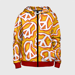 Толстовка на молнии детская Pattern peace, цвет: 3D-красный