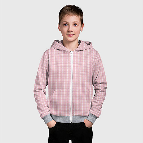 Детская толстовка на молнии Розовый паттерн клетка / 3D-Меланж – фото 3