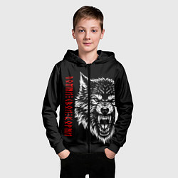 Толстовка на молнии детская Волк - помни свои корни, цвет: 3D-черный — фото 2