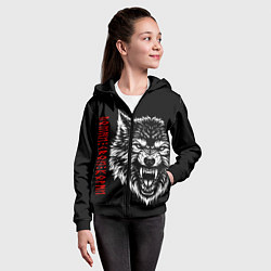 Толстовка на молнии детская Волк - помни свои корни, цвет: 3D-черный — фото 2