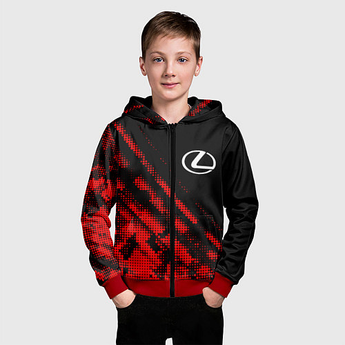Детская толстовка на молнии Lexus sport grunge / 3D-Красный – фото 3