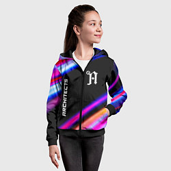 Толстовка на молнии детская Architects neon rock lights, цвет: 3D-черный — фото 2