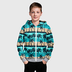 Толстовка на молнии детская Пляжные пальмы паттерн, цвет: 3D-меланж — фото 2