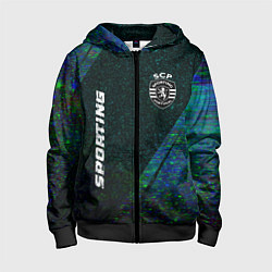 Толстовка на молнии детская Sporting glitch blue, цвет: 3D-черный