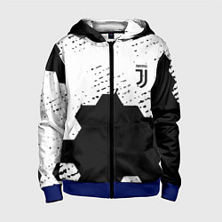 Толстовка на молнии детская Juventus hexagon black sport, цвет: 3D-синий