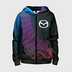 Толстовка на молнии детская Mazda neon hexagon, цвет: 3D-черный