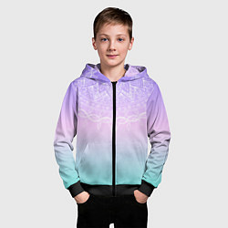 Толстовка на молнии детская Розово-голубой градиент с узором мандала, цвет: 3D-черный — фото 2