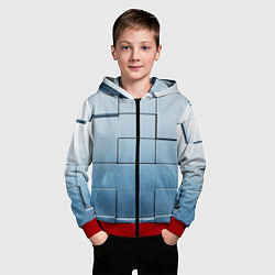 Толстовка на молнии детская Текстура кубы выпуклые, цвет: 3D-красный — фото 2