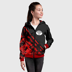 Толстовка на молнии детская Daewoo sport grunge, цвет: 3D-красный — фото 2