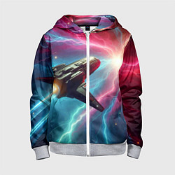 Толстовка на молнии детская Полёт к далёкой звезде - нейросеть, цвет: 3D-меланж