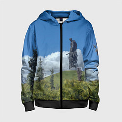 Толстовка на молнии детская Мемориал Советскому Солдату во Ржеве, цвет: 3D-черный