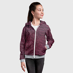 Толстовка на молнии детская Бордовая абстрактная рябь, цвет: 3D-меланж — фото 2