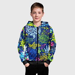 Толстовка на молнии детская Урбанизм и граффити, цвет: 3D-черный — фото 2