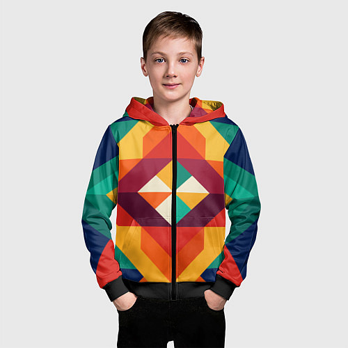 Детская толстовка на молнии Геометрическая абстракция цветок / 3D-Черный – фото 3