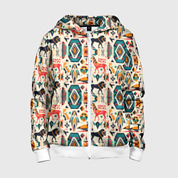 Детская толстовка на молнии Африканские узор лев и жираф