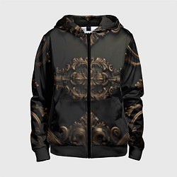 Детская толстовка на молнии Объемные темные золотые узоры