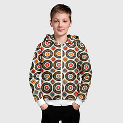 Толстовка на молнии детская Африканские узоры круг, цвет: 3D-белый — фото 2