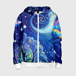 Толстовка на молнии детская Звездный лес, цвет: 3D-белый