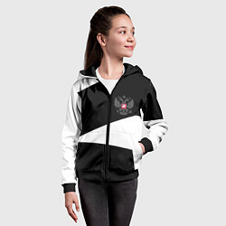 Толстовка на молнии детская Герб РФ геометрия текстура, цвет: 3D-черный — фото 2