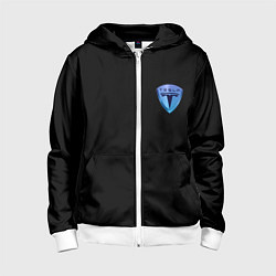 Детская толстовка на молнии Tesla logo neon