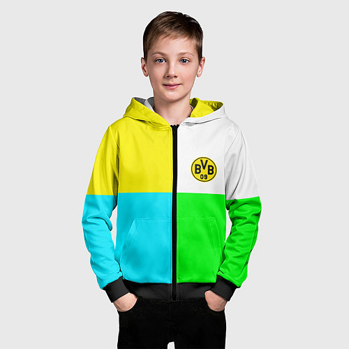 Детская толстовка на молнии Borussia color cport / 3D-Черный – фото 3