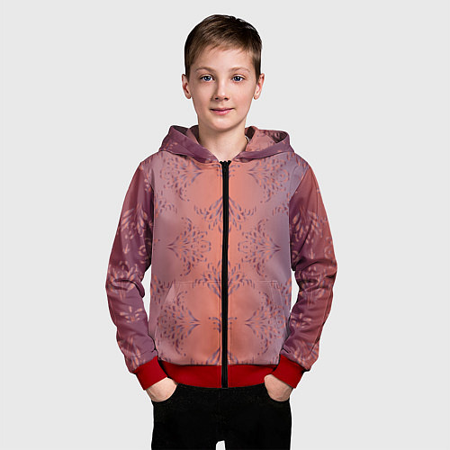 Детская толстовка на молнии Векторные узоры / 3D-Красный – фото 3