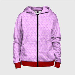 Толстовка на молнии детская Розовый паттерн розовые бантики, цвет: 3D-красный