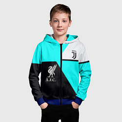 Толстовка на молнии детская Juventus x Liverpool geometry, цвет: 3D-синий — фото 2