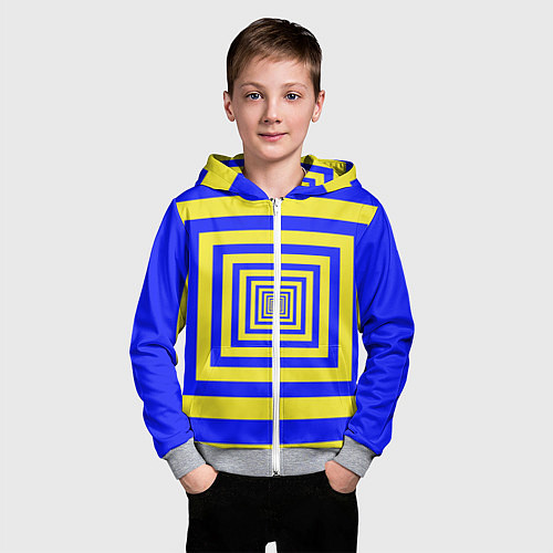 Детская толстовка на молнии Квадраты уходящие в даль / 3D-Меланж – фото 3