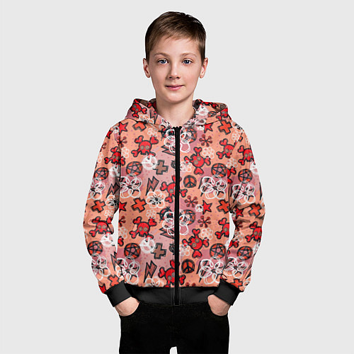 Детская толстовка на молнии Череп с костями узор / 3D-Черный – фото 3