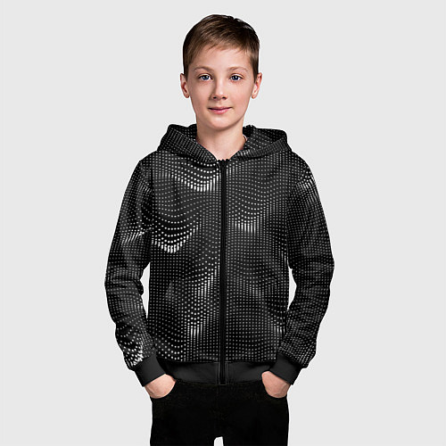 Детская толстовка на молнии Чёрная оптическая иллюзия из точек / 3D-Черный – фото 3