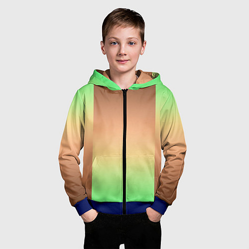 Детская толстовка на молнии Фисташковый комбинированный градиент / 3D-Синий – фото 3
