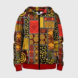 Толстовка на молнии детская Разноцветный орнамент, цвет: 3D-красный