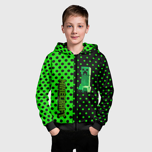 Детская толстовка на молнии Minecraft creeper pattern / 3D-Черный – фото 3