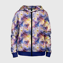 Толстовка на молнии детская Акварельное небо с созвездиями, цвет: 3D-синий