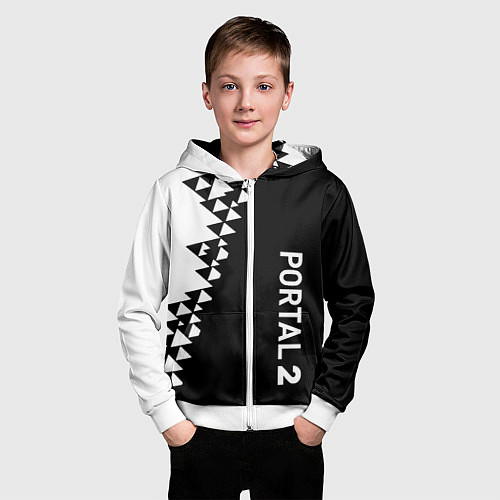Детская толстовка на молнии Portal geometry steel / 3D-Белый – фото 3