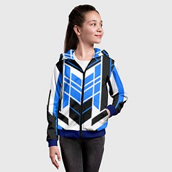 Толстовка на молнии детская Blue and black stripes on a white background, цвет: 3D-синий — фото 2