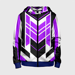 Толстовка на молнии детская Purple and black stripes on a white background, цвет: 3D-синий