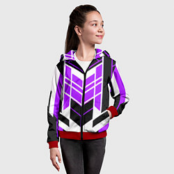 Толстовка на молнии детская Purple and black stripes on a white background, цвет: 3D-красный — фото 2