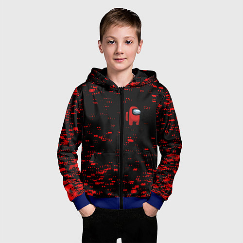 Детская толстовка на молнии Among us текстура краски / 3D-Синий – фото 3