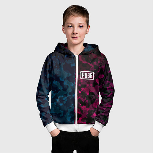 Детская толстовка на молнии PUBG camo texture / 3D-Белый – фото 3