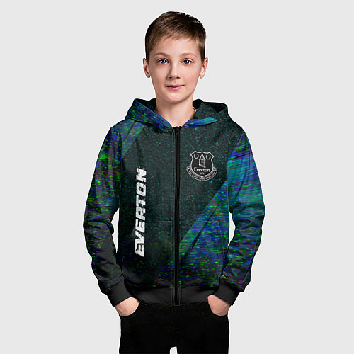 Детская толстовка на молнии Everton glitch blue / 3D-Черный – фото 3